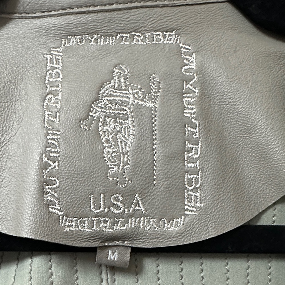 My Tribe Light Gray Draped Leather Jacket - Picture 12 of 16